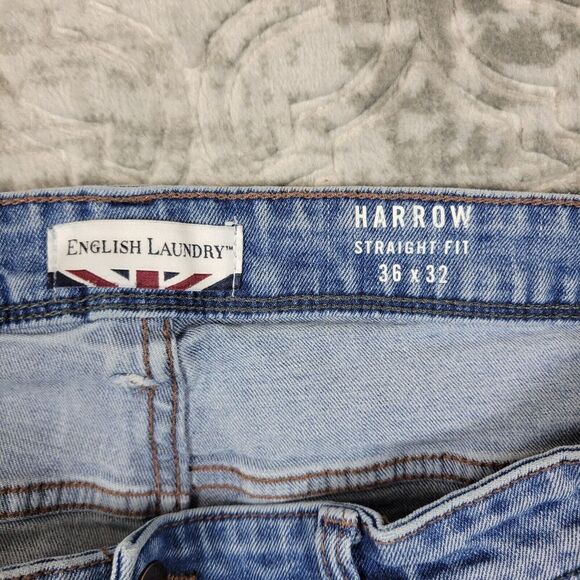 English Laundry Jeans Mens 36x32 Blue Harrow Straight Fit 5-Pocket Stretch Denim - Picture 9 of 15